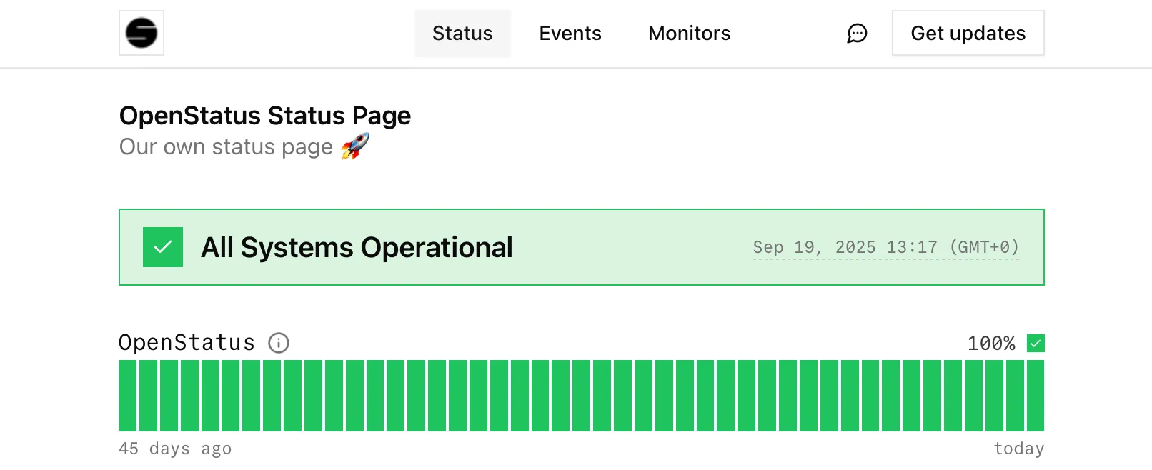 Header navigation of your status page